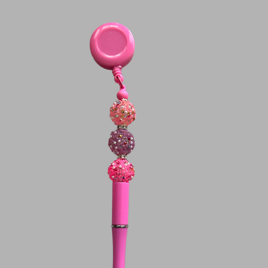 Retractable beaded pen-Glow in the dark beads
