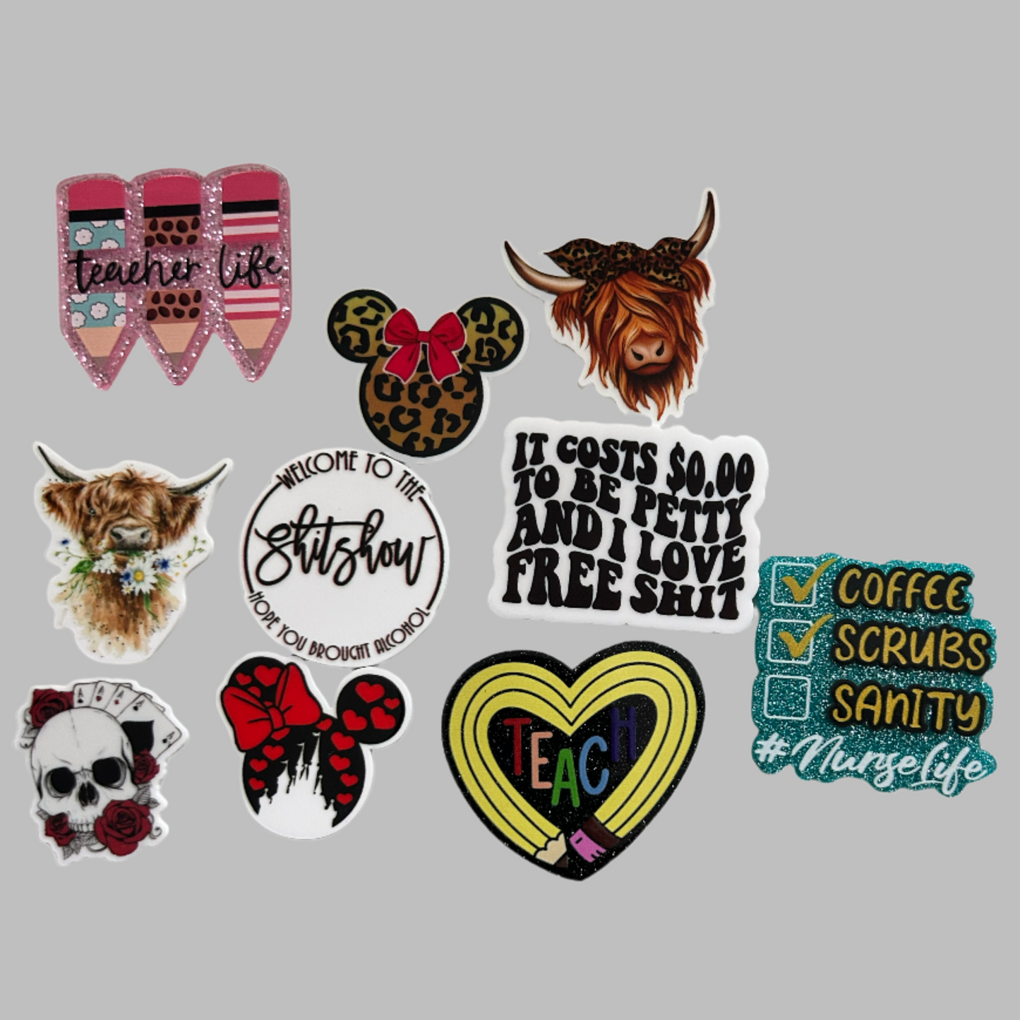 acrylic flat backs for badge reels and pens