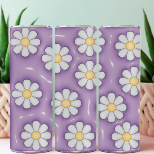 Daisy tumbler with a puffy print design