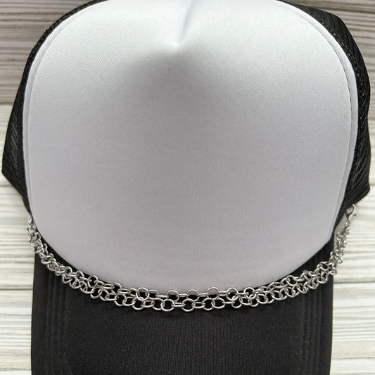 Double silver hat chain for trucker hats
