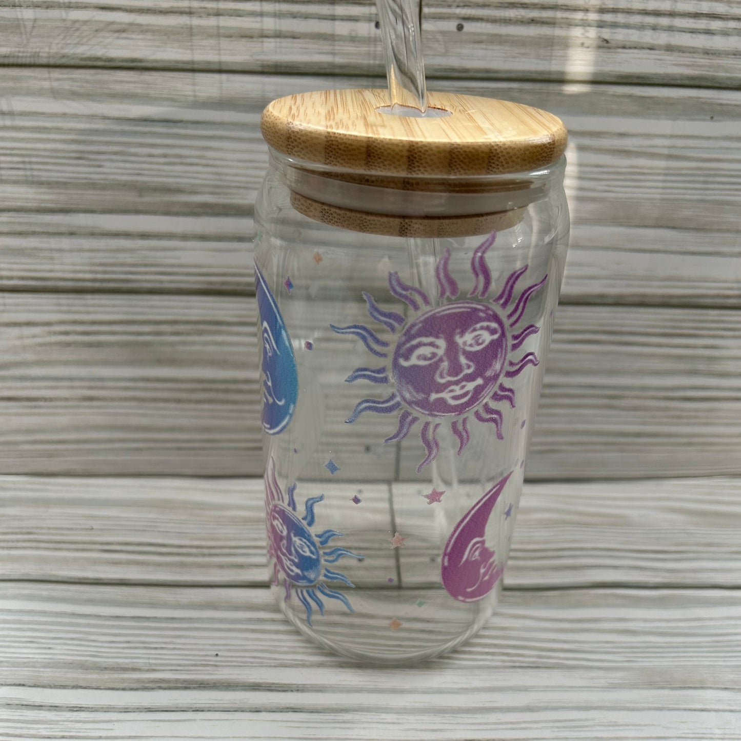 Sun and moon glass can tumbler