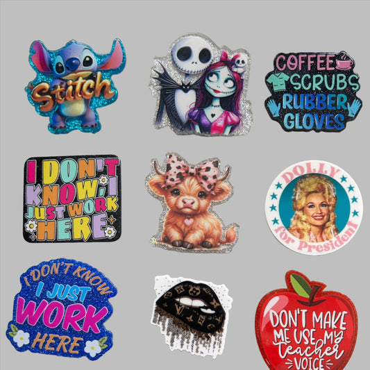 Acrylic flat backs for badge reels and pens