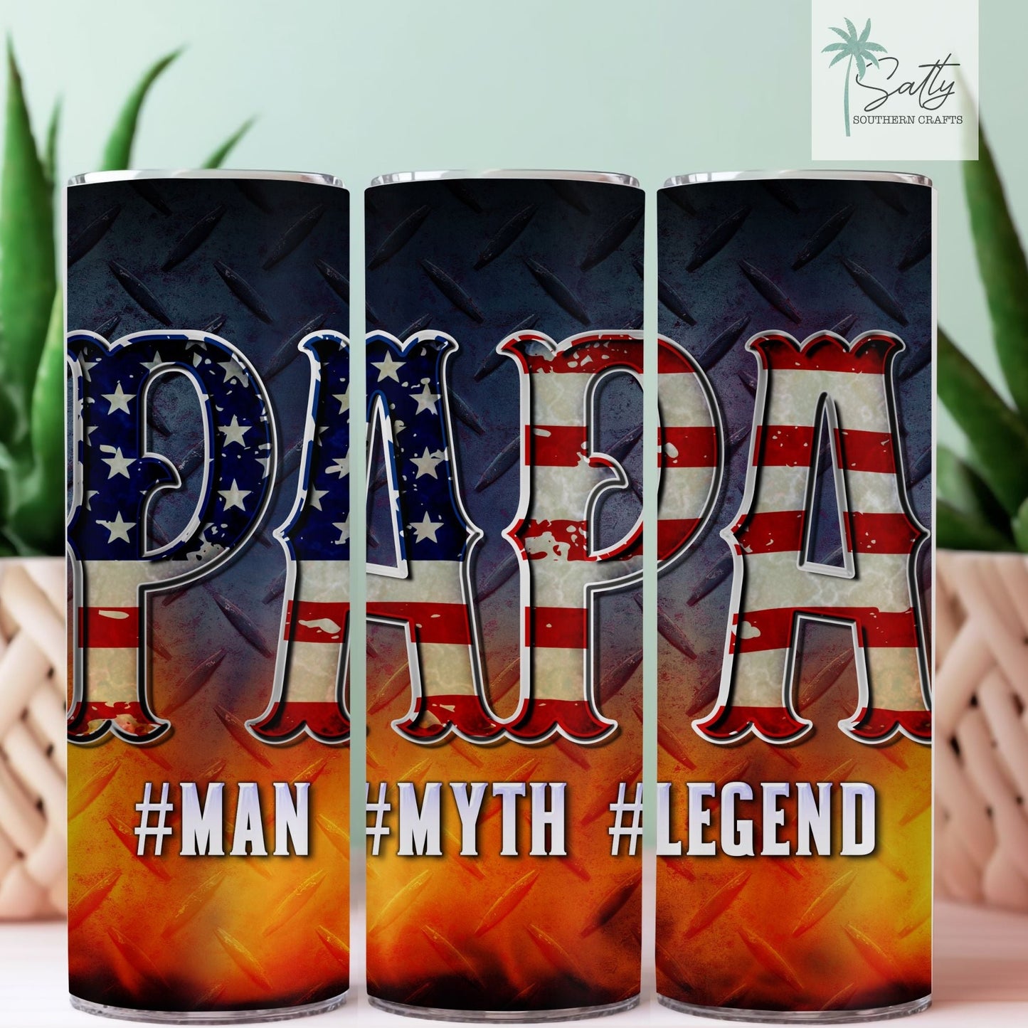 Patriotic "papa" 20 oz stainless steel tumbler