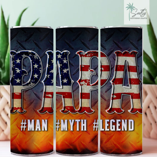 Patriotic "papa" 20 oz stainless steel tumbler