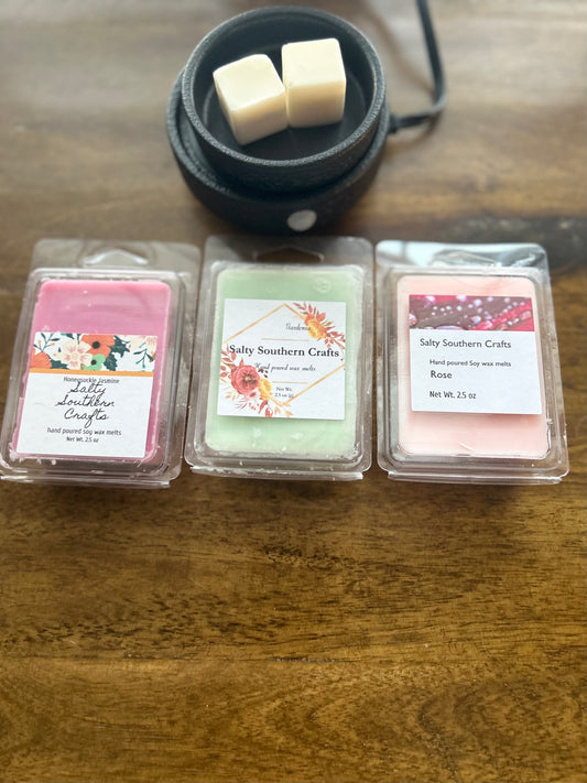 Floral wax warmer bundle with 3 wax melts