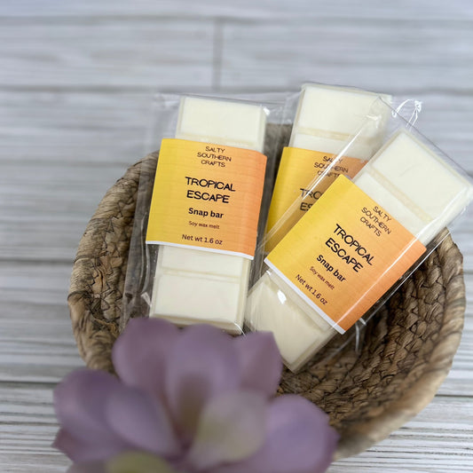 soy wax melt scented in tropical escape