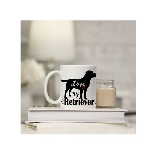 Ceramic coffee mug with love my retriever sublimated image