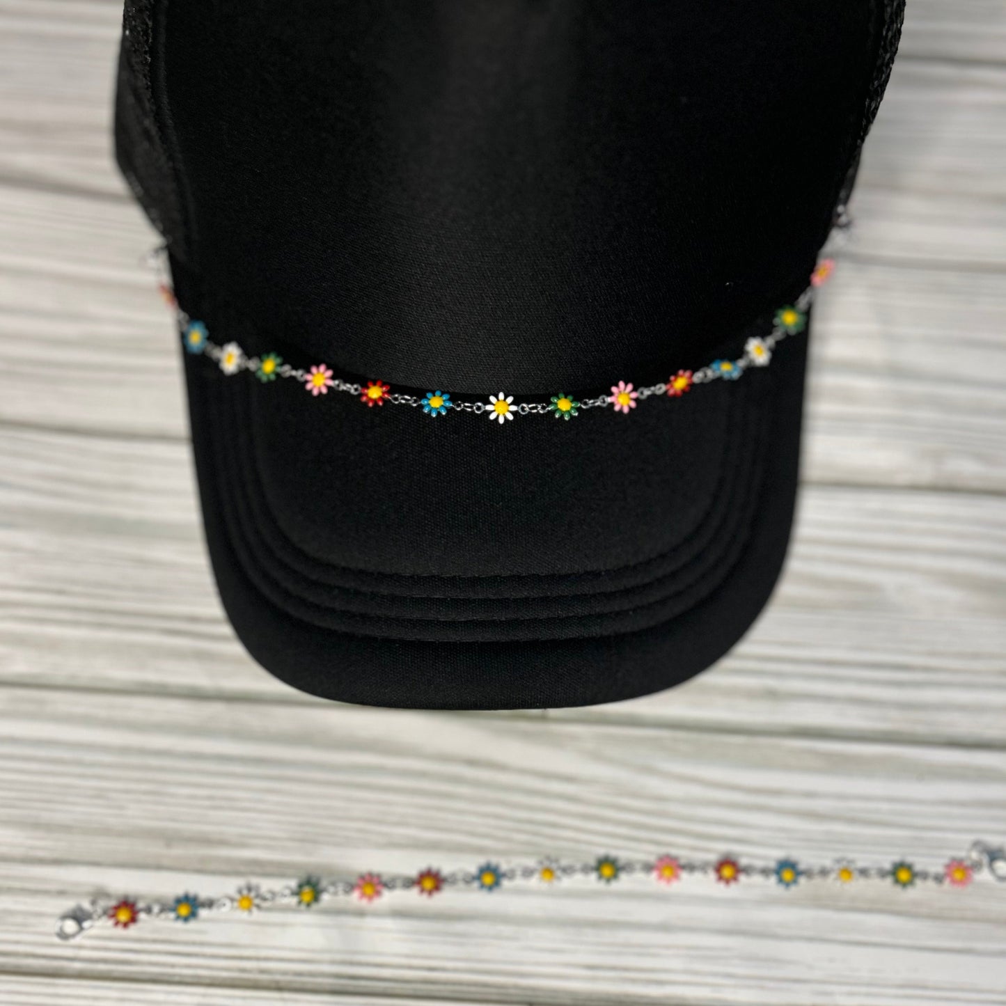 Daisy Trucker Hat Chain: Multi-Colored Trucker Hat Chain for Trucker Hats