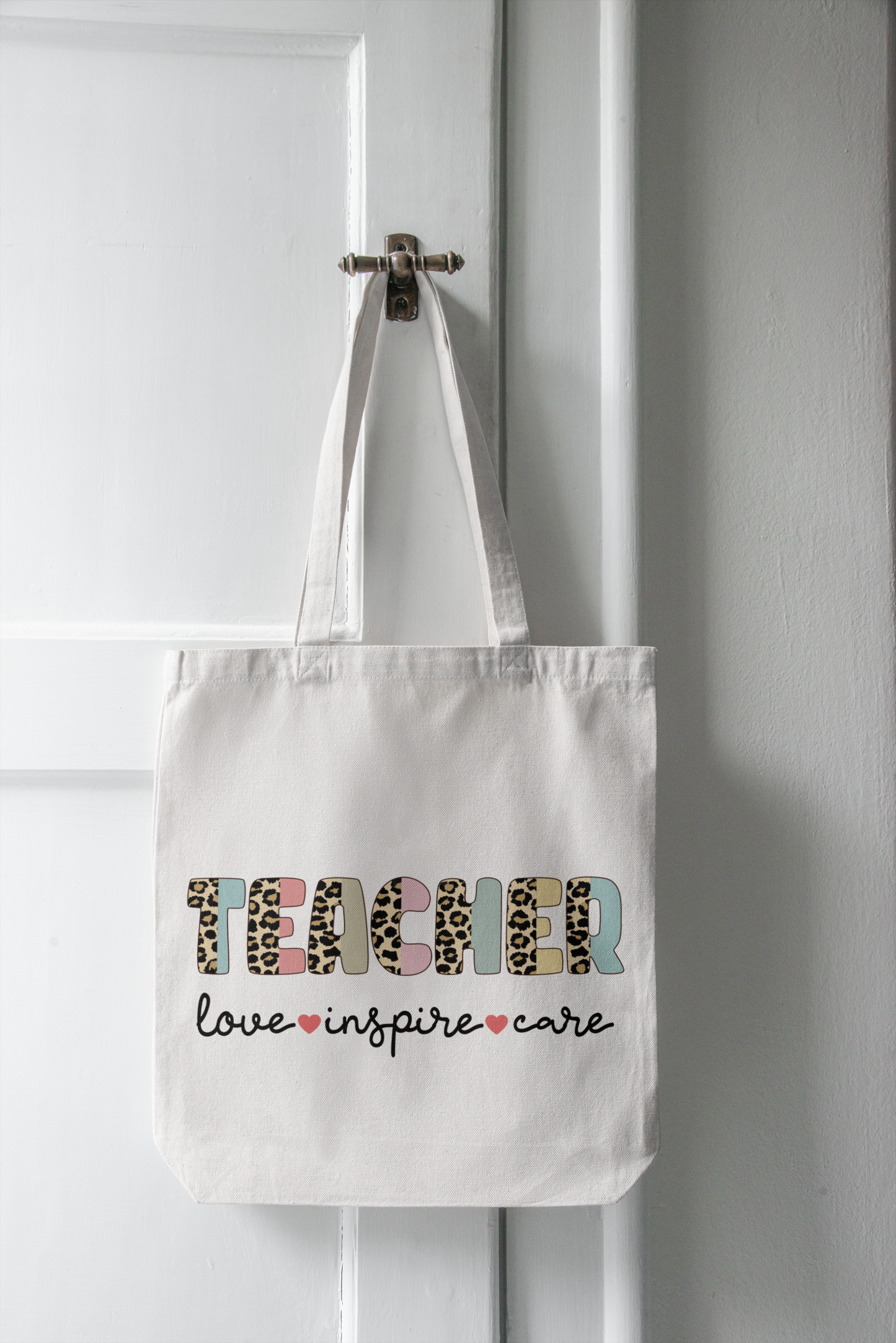 Sublimated teacher canvas tote bag