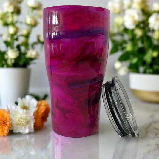 20 oz handmade pink and purple swirl tumbler