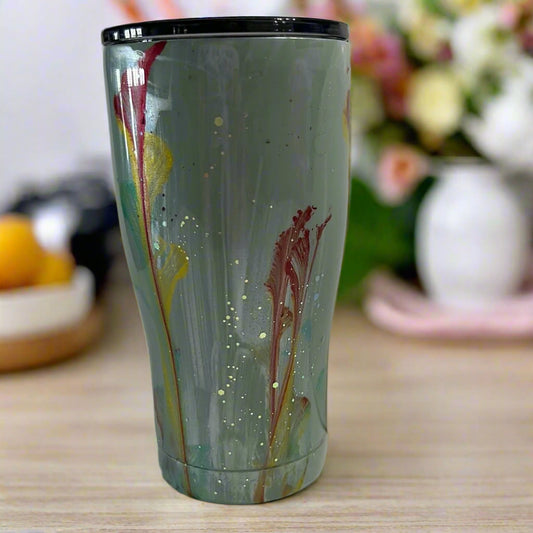 20 oz handmade tumbler with handmade flower design