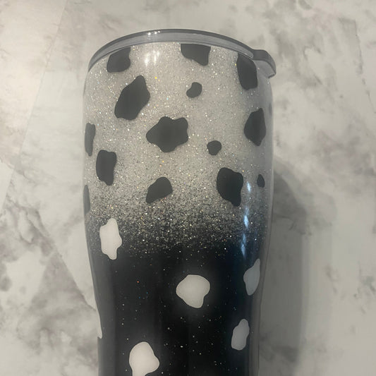 Handmade epoxy cow print tumbler