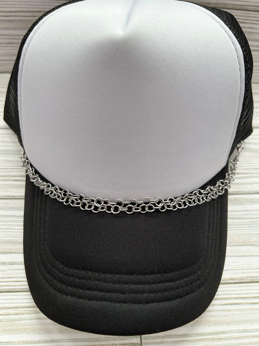 Double silver hat chain for trucker hats