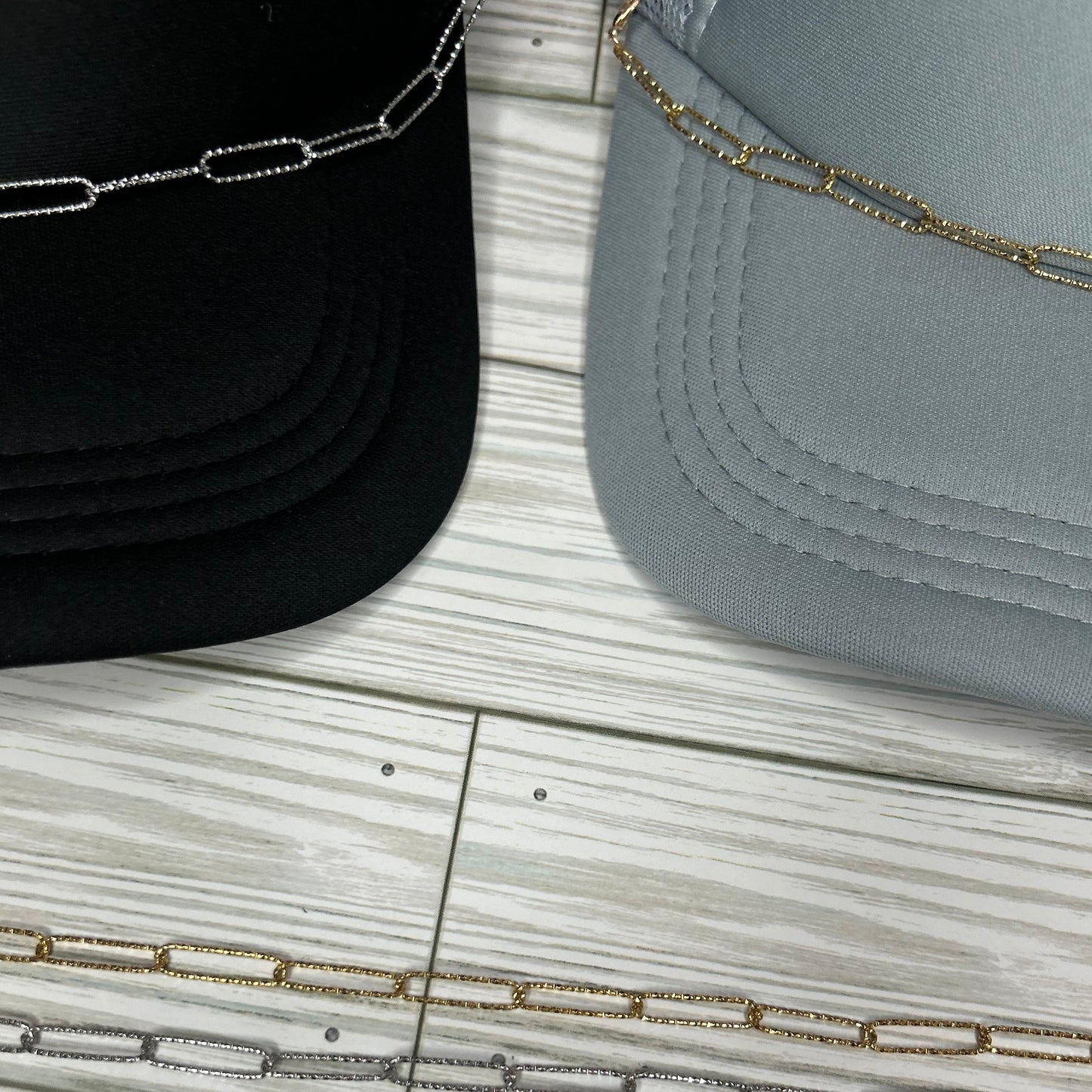 Embossed Elegance: Paperclip Trucker Hat Chain
