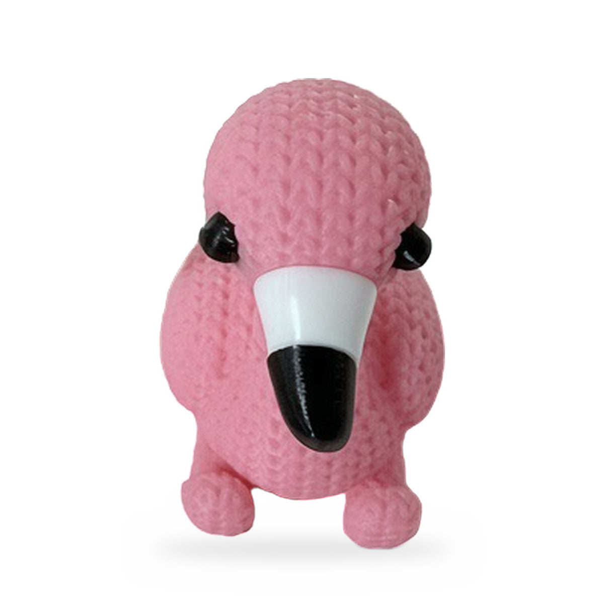 Pink 3D printed flamingo duck, front view