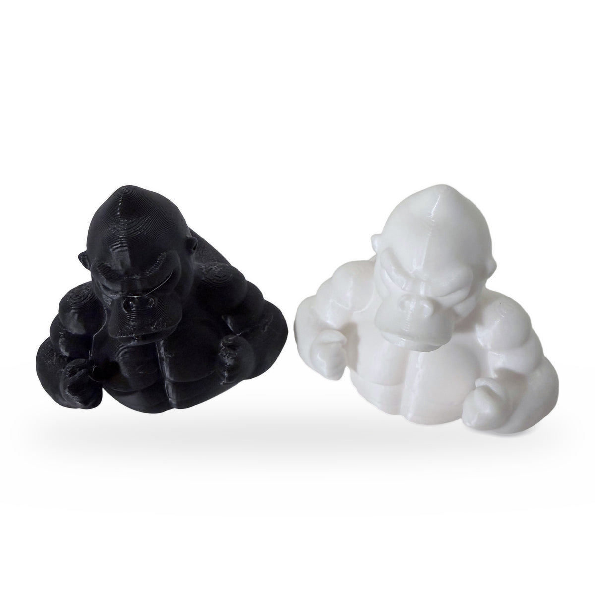 Black and white 3D printed gorilla ducks