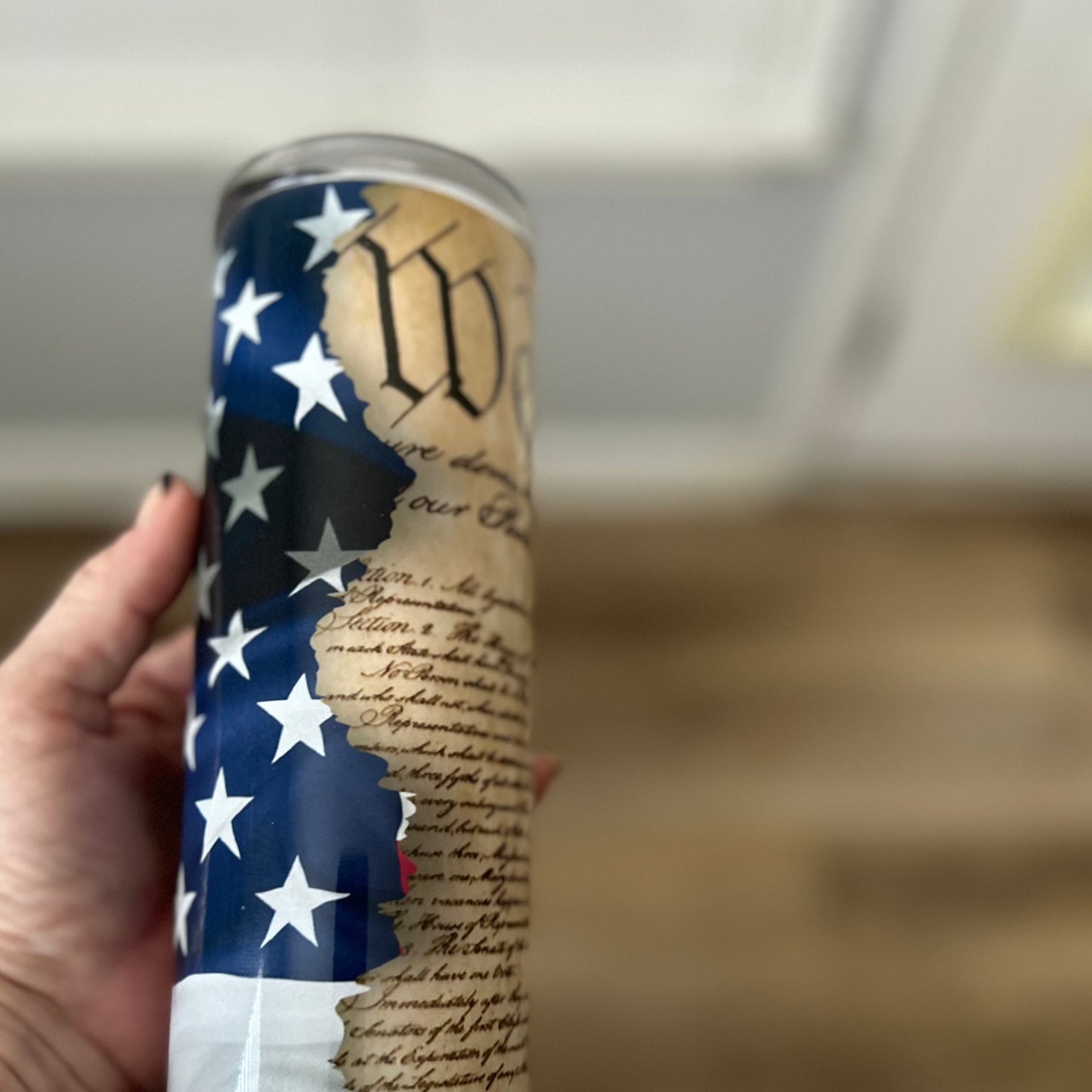 We The People Patriotic 20 oz Tumbler - American Flag Insulated Cup, USA Independence Day Gift, Stainless Steel Travel Mug