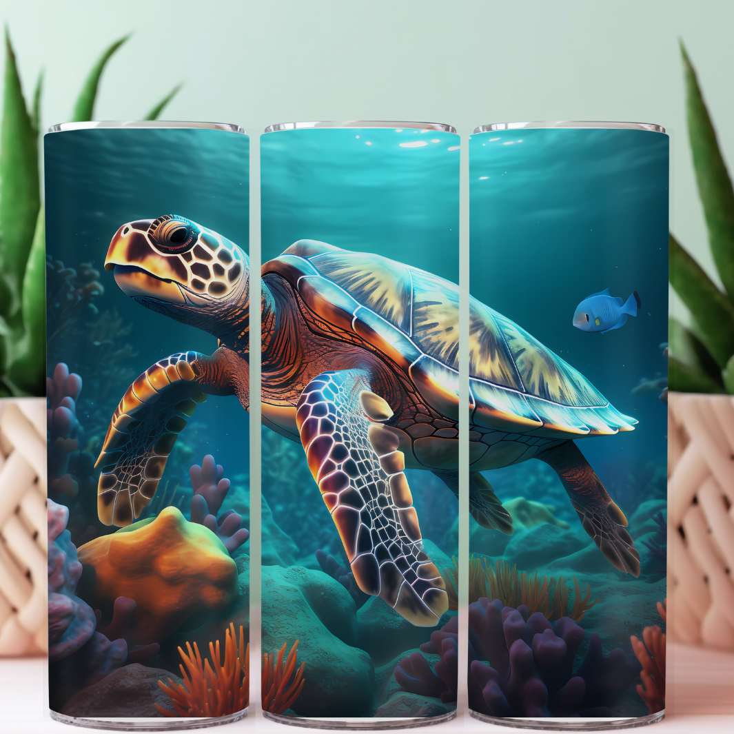 Beautiful Sea turtle stainless steel tumbler