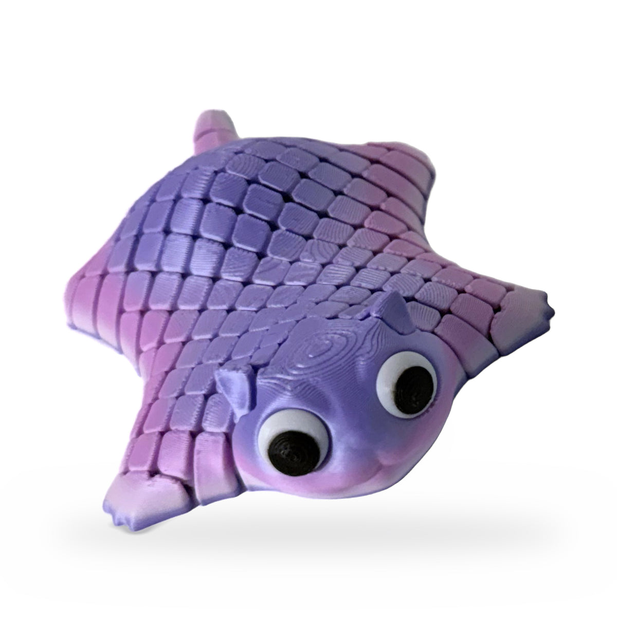 Pink and purple stingray fidget, front view